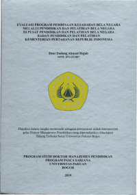 Evaluasi Program Pembinan Kesadaran Bela Negara Melalui Pendidikan Dan Pelatihan Bela Negara Di Pusat Pendidikan Dan Pelatihan Bela Negara  Badan Pendidikan Dan Pelatihan Kementrian Pertahanan Republik Indonesia