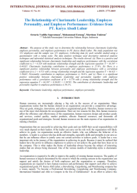 The Relationship of Charismatic Leadership, Employee Personality, and Employee Performance: Evidence from  PT. Karya Abadi Luhur