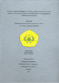 Evaluasi Program Bimbingan Teknik Kurikulum 2013 pada Guru-Guru MTs Swasta di Lingkungan Kementerian Agama Republik Indonesia Kota Depok