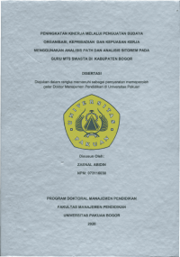 Peningkatan Kinerja melalui Penguatan Budaya Organisasi, Kepribadian dan Kepuasan Kerja menggunakan Analisis PATH dan Analisis Sitorem pada Guru MTs Swasta di Kabupaten Bogor