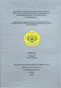 Peningkatan Kepuasan Kerja Dosen dengan Penguatan Iklim Organisasi, Kepemimpinan Transformasional, dan Komunikasi Interpersonal: Studi Empirik Menggunakan Pendekatan Korelasional dan Analisis SITOREM pada Dosen Perguruan Tinggi Keagamaan Islam Swasta di Kota Depok Jawa Barat
