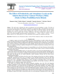 The Effect of Productivity and Attendance Levels on the Salaries Received by Contract Workers (TKK) (Study in Dinas Pendidikan Kota Bekasi)