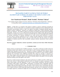 Managing Parent Satisfaction Of Public  Elementary School On Effect Of Expectation And Perceived Value