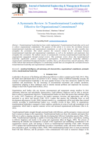 A Systematic Review: Is Transformational Leadership Effective for Organizational Commitment?