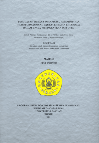 Penguatan Budaya Organisasi, kepemimpinan Transformasional dan Kecerdasan Emosional dalam Upaya Meningkatkan OCB Guru: studi analisis korelasional dan SITOREM pada guru tetap Raudhatul Athfal (RA) Sekota Bogor
