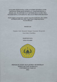 Analisis Sequential Explanatory Kinerja guru Ditinjau dari Kepemimpinan Visioner Kepala Sekolah, Teamwork dan Kepribadian Guru SMAN Kota Tangerang Selatan Provinsi Banten: Studi Empiris Menggunakan Metode Sequential Explanotory dan Analisis Sitorem pada Guru SMAN Kota Tangerang Selatan Provinsi Banten (Increasing Teacher Performance through Strengthening School Principal's Visioner  Leadership, Teamwork  and Personality of High School Teachers)