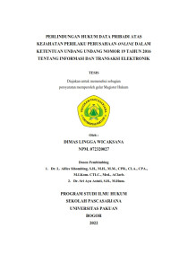 Perlindungan Hukum Data Pribadi Atas Kejahatan Prilaku Perusahaan Online dalam ketentuan UU No 19 2016 tentang Informasi dan Transaksi Elektronik