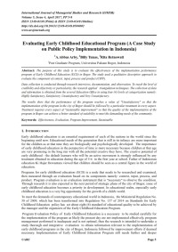 Evaluating Early Childhood Educational Program (A Case Study on Public Policy Implementation in Indonesia)