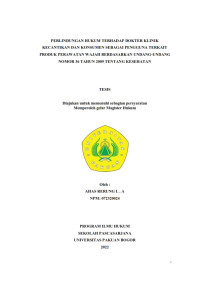 perlindungan hukum terhadap Dokter klinik Kecantikan dan Konsumen sebagai pengguna terkait produk Perawatan Wajah berdasrkan UU No. 36 2009 tentang Kesehatan