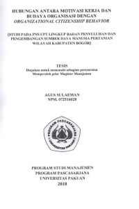 Hubungan Antara Motivasi Kerja Dan Budaya Organisasi dengan Organization Citizenship Behavior