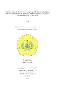 Pemilihan Kepala Desa secara Langsung di Kabupaten Labuahan batu Utara Berdasarkan Peraturan Daerah Nomor 2 Tahun 2016 tentang Pemilihan Desa