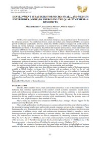 Development Strategies for Micro, Small, and Medium Enterprises (MSME) By Improving The Quality of Human Resources