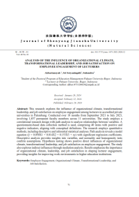 Analysis Of The Influence Of Organizational Climate, Transformational Leadership, And Job Satisfaction On Employee Engagement Of Lecturers