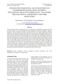 Exploratory Sequential Analysis Of Servant Leadership Reviewing From Adversity Intelligence, Proactive Personality, Team Work, Organizational Commitment And Work  Motivation