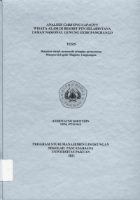 Analisis Carrying Capacity Wisata Alam di Resort PTN Selabintana Taman Nasional Gunung Gede Pangrango