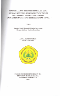 Pembelajaran berbasis maslah (PBL) Dengan konteks Socioscientific Issues pada materi pemanasan global untuk meningkatkan literasisains siswa
