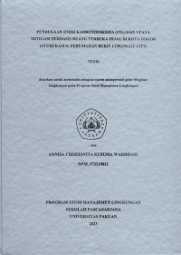 Pendugaan Emisi Karbondioksida (CO2) dan Upaya Mitigasi Berbasis Ruang Terbuka Hijau di Kota Bogor (Studi Kasus: Perumahan Bukit Cimanggu City)