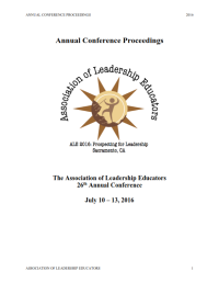 Annual Conference Proceedings The Association of Leadership Educators 26th Annual Conference