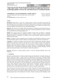 Improving Teacher Work Productivity During Strengthening Situational Leadership, Quality of Work Life, and Effectiveness of Training Programs