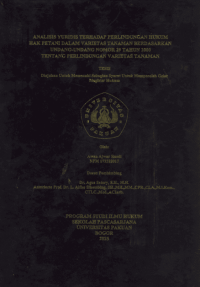 Analisis Yuridis terhadap Perlindungan Hukum Hak Petani Dlam Varietas Tanaman Berdasarkan UU No. 29 Tahun 2000 Tentang Perlindungan Varietas Tanaman