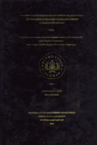 Analisis Faktor Pengelolaan Sanmpah Dalam rangka Optimalisasi Kinerja Pengelolaan sampah Di Kabupaten Serang