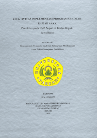 Efeketifitas Impelmentasi Program Sekolah Ramah Anak. Penelitian Pada SMP Negeri Di Kodya Depok, Jawa Barat