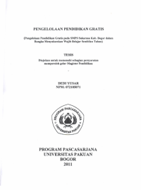 Pengelolaan Pendidikan Gratis : Pengelolaan Pendidikan Gratis Pada SMPS sukarasa Kab. Bogor Dalam Rangka Menyukseskan Wajib Belajar Sembilan Tahun