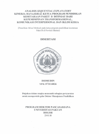 Analisis sequental explanatory kinerja manajerial ketua program pendidikan kesetaraan paket B ditinjau dari kepemimpinan transformasional, komunikasi interpersonal dan iklim kerja