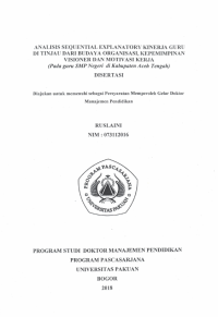 Analisis Sequential Explanatory Kinerja Guru Ditinjau dari Budaya Organisasi, Kepemimpinan Visioner dan Motivasi Kerja pada Guru SMP Negeri di Kabupaten Aceh tengah