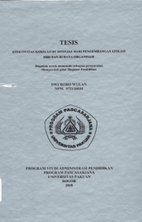 Efektivitas Kerja Guru Ditinjau Dari Pengembangan Efikasi Diri Dan budaya Organisasi