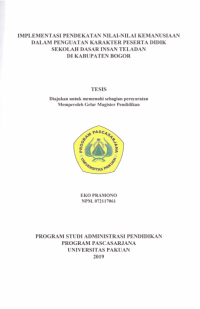 Implementasi Pendekatan Nilai-nilai Kemanusiaan Dalam Penguatan Karakter Peserta Didik Sekolah Dasar Insan Teladan Dikabupaten Bogor