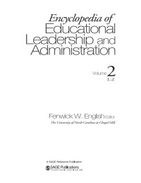 Encyclopedia of Educational Leadership and Administration
