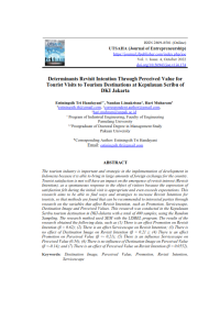 Determinants Revisit Intention Through Perceived Value for Tourist Visits to Tourism Destinations at Kepulauan Seribu of DKI Jakarta