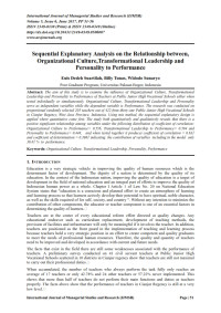Sequential Explanatory Analysis on the Relationship between, Organizational Culture,Transformational Leadership and   Personality to Performance