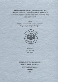 Pengaruh Profitabilitas, Struktur Modal Dan Likuiditas Terhadap Harga Saham Pada Perusahaan Farmasi Yang Terdaftar Dibursa Efek Indonesia (BEI) Periode 2014-2017