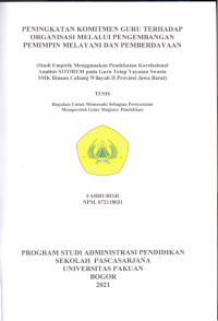Peningkatan Komitmen Guru terhadap Organisasi Melalui Pengembangan pemimpin Melayani dan Pemberdayaan