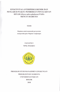 Efektivitas Antihiperglikemik Dan Pengaruh Waktu Infusa Ketan Hitam ( Oryza Sativa Glutinosa ) Pada Mencit Diabetes