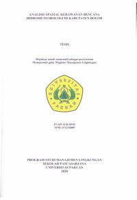 Analisis Spasial Kerawanan Bencana Hidrometeorologi di Kabuapten Bogor