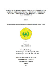 Kewenangan Pemerintah dalam Pengawasan kepailitan Koperasi berdasarkan Pasal 3 PP No 17 1994 tentang Pembubaran Koperasi oleh Pemerintah