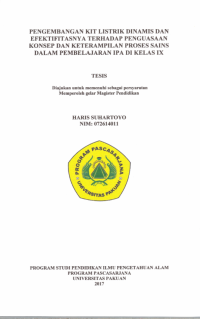 Pengembangan Kit Listrik Dinamis Dan Efektifitasnya Terhadap Penguasaan Konsep Dan Keterampilan Proses Sains Dalam Pembelajaran Ipa Di Kelas ix