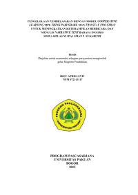 Pengelolaan Pembelajaran Dengan Model Cooperative Learning Tipe Think Pair Share Dan Two Stay Two Stray Untuk Meningkatkan Keterampilan Berbicara Dan Menulis Narrative Text Bahasa Inggris Siswa Kelas XI IPA 1 SMAN 5 Sukabumi