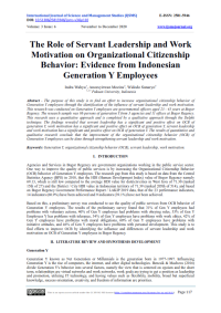 The Role of Servant Leadership and Work Motivation on Organizational Citizenship Behavior: Evidence from Indonesian Generation Y Employees