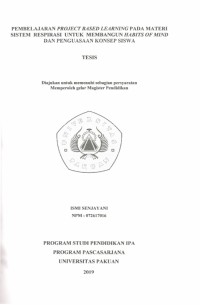 Pembelajaran Project Based Learning Pada Materi Sistem Respisari Untuk Membangun Habitsb Of Mind Dan Penguasaan Konsep Siswa