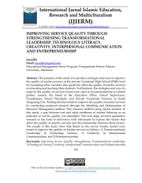 IMPROVING SERVICE QUALITY THROUGH STRENGTHENING TRANSFORMATIONAL LEADERSHIP, TECHNOLOGY LITERACY, CREATIVITY, INTERPERSONAL COMMUNICATION AND ENTREPRENEURSHIP