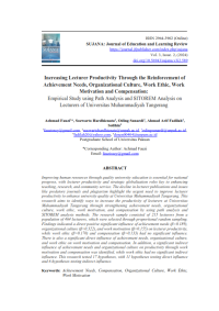 Increasing Lecturer Productivity Through the Reinforcement of Achievement Needs, Organizational Culture, Work Ethic, Work Motivation and Compensation: Empirical Study using Path Analysis and SITOREM Analysis on Lecturers of Universitas Muhammadiyah Tangerang