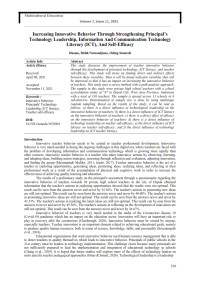 Increasing Innovative Behavior Through Strengthening Principal’s Technology Leadership, Information And Communication Technology