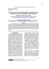 Performance Improvement Through Strengthening Organizational Culture, Interpersonal Communication, Self Efficacy And Job Satisfaction