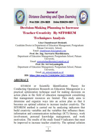 Decision-Making Planning to Increase Teacher Creativity By SITOREM Techniques Analysis