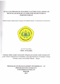 Evaluasi program teaching factory pada sekolah menengah kejuruan industri kementerian perindustrian