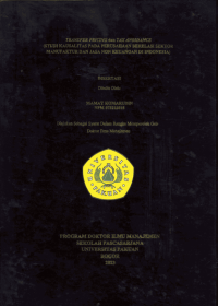 Transfer Pricing dan Tax Avoidance (Studi Kausalitas pada Perusahaan Berelasi Sektor Manufaktur dan Jasa Non Keuangan Di Indonesia)